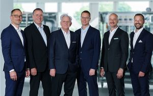 Der Verwaltungsrat der Hälg Holding AG (v. l. n. r.): Marcel Baumer, Matthias Schmid (Präsident), Hansjörg Rettenmund (Vizepräsident), Christoph Fierz, Damir Bogdan, Roger Baumer. Foto: zvg