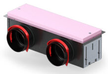 Die clevere Konstruktion des Zehnder RapidLock verhindert einerseits ein unbeabsichtigtes Lösen der Verbindung, erlaubt aber andererseits im Fall von Wartung oder Reinigung in der heruntergehängten Decke wiederum eine einfache Trennung der Einzelteile. Foto: Zehnder Group Schweiz AG