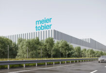 Spatenstich für neues Verteilzentrum Visualisierung Fassade. Grafik: Meier Tobler AG