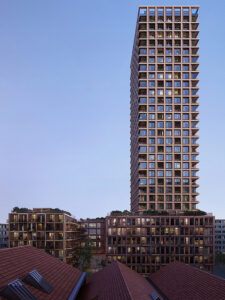 Das Rocket-Hochhaus ist das derzeit weltweit höchste in Planung befindliche Wohngebäude aus Holz. Visualisierung: Ina Invest