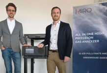 Die Gründer von MIRO Analytical, Morten Hundt und Oleg Aseev, mit einem ihrer Geräte. Foto: Empa
