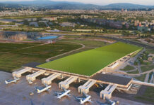 So wird der Flughafen Florenz künftig von oben aussehen. Visualisierung: vinoly.com
