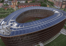 Dach und Fassade des Gebäudes werden aktiv zur Energiegewinnung genutzt, neben der Stromerzeugung über PV auch zur Wärmeerzeugung über PVT-Kollektoren. Foto: Fraunhofer ISE