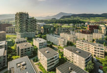 Suurstoffi als erstes Areal in der Schweiz mit DGNB-Zertifikat in Platin ausgezeichnet. Foto: Zug Estates