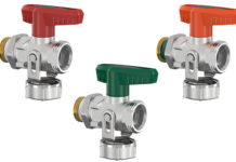 Flamco bietet die Simplex KFE-Kugelhähne für verschiedene Anwendungsbereiche an, die sich durch die Farbe des Flügel-griffs unterscheiden lassen: Heizungs- und Kühlsysteme mit bis zu 50 Prozent Glykolgemisch (rot), Trinkwassersysteme (grün) und thermische Solaranlagen (oran-ge). Foto: Flamco