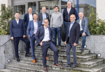 Hintere Reihe (v.l.): Dalibor Bicanin, Reto Briner, Bruno Bollhalder, Cyrill Rohner, José Cocho Vordere Reihe (v.l.): Stefan Münger, Sandro Keller, Eric Weibel, Domenico Ciliberto. Foto: zvg