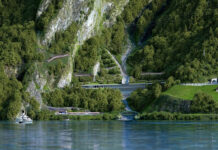 Visualisierung der Gallerie zum Schutz vor Naturgefahren und des Anschlusses Gumpisch zum zukünftigen «Sisikoner Tunnel» hin. Visualisierung: ©axen.ch