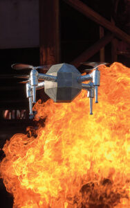 Feuerdrohnen können bei einem Brand kritische Aufgaben übernehmen, die für Menschen zu riskant sind. Foto: Empa