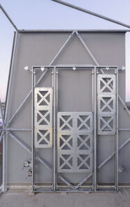 Eine Wand mit austauschbaren Elementen für additive Fertigung aus der Luft. Foto: ROK Architekten