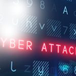 Digital composite image of cyber attack text