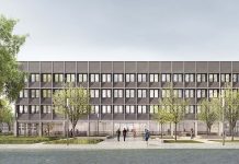 Das Projekt »UnIT Neubau eines IT- und Rechenzentrums für die Universität Mannheim« wird mit einer BIPV-Fassade ausgestattet sein. Im webbasierten Leitfaden entspricht das der standardisierten BIPV-Normallösung C-Sond-BR-01. Visualisierung: Wulf Architekten
