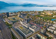 Der Siemens Campus in Zug aus der Vogelperspektive. Foto: Siemens