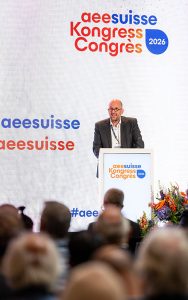 Christoph Schaer, Direktor suissetec und Co-Präsident aeesuisse eröffnete den Kongress. Foto: Tomm Gadient/aeesuisse