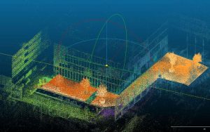 Darstellung eines hochauflösenden 3D-Modells eines MobileGreen Pflanzgefässes und Baum, erstellt mittels LiDAR-Scan im Rahmen des Forschungsprojekts mit der Berner Fachhochschule. Foto: Berner Fachhochschule BFH