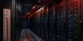 Anhaltende Hitze wird zum Risiko für Rechenzentren: Steigende Aussentemperaturen und immer leistungsfähigere IT-Systeme treiben den Kühlungsbedarf in die Höhe. Foto: Drees & Sommer SE/AI generated