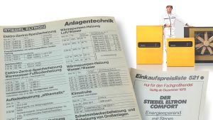 Preisliste für Stiebel-Eltron-Wärmepumpen aus dem Jahr 1976: Bereits damals erreichten die Geräte Heizleistungen auf heutigem Niveau. Foto: Foto: Stiebel Eltron