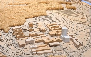 Das HWS im Stadtmodell der Stadt Zürich. Das Modell zeigt die Lage und städtebauliche Einord-nung des rund 80 Meter hohen Neubaus auf dem Hönggerberg. Foto:ETH Zürich/Losinger Marazzi AG