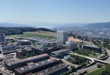 Die ETH baut in die Höhe Visualisierung des geplanten HWS auf dem Campus Hönggerberg. Der rund 80 Meter hohe Neu-bau wird künftig das Departement Informatik, die ETH-Bibliothek sowie Lehr- und öffentliche Nut-zungen beherbergen. ETH Zürich/Losinger Marazzi AG